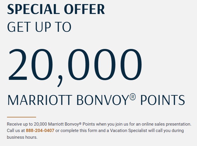 Marriott Vacation Club 20,000 Points Promotion