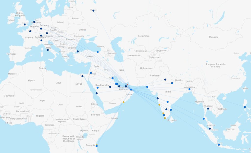 Oman Flight Connections from FlightConnections.com