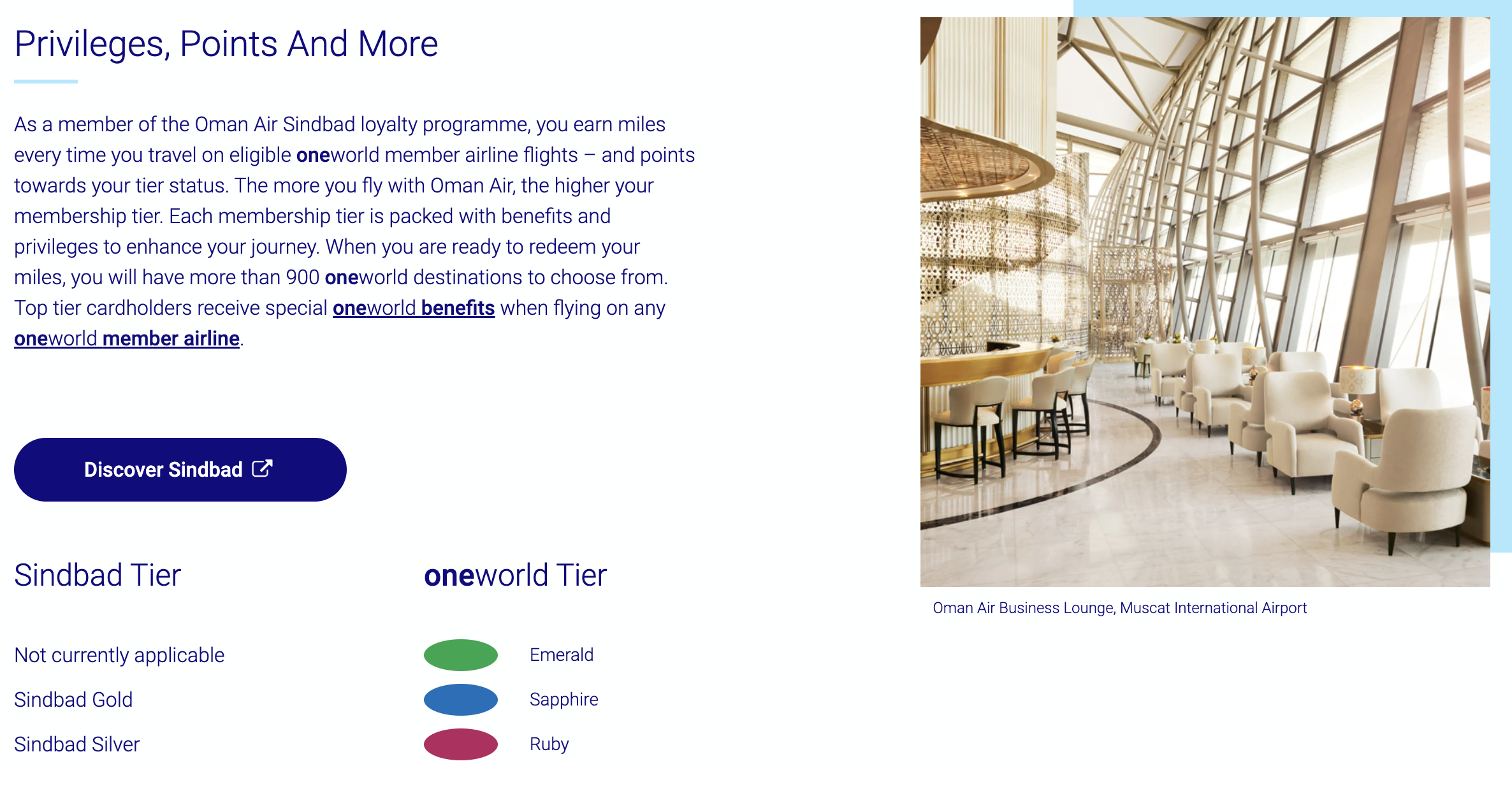 Oman Air Oneworld benefits.
