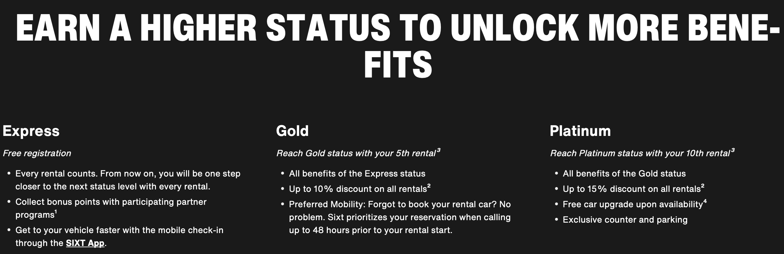 SIXT elite benefits
