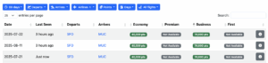 Table of flights on Aeroplan SFO-MUC Allegris