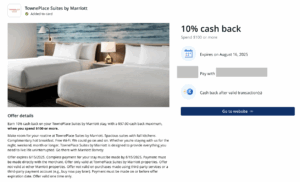 10% TownePlace Cash Back