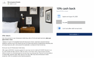10% Renaissance Hotels Cash Back