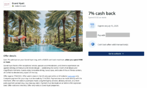 7% Grand Hyatt Cash Back