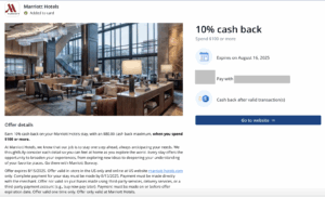 10$ Cash Back Marriott Hotels