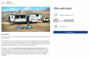 15% cash back at RVshare