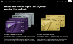 Screenshot showing Uber One credit for Delta cards