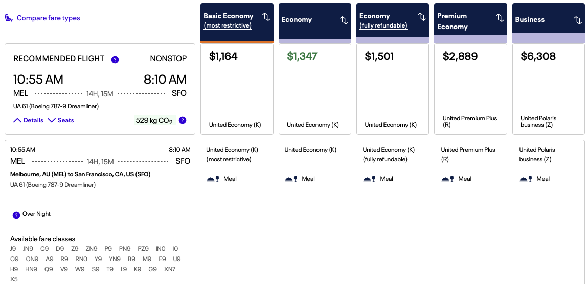 United Expert mode example flight