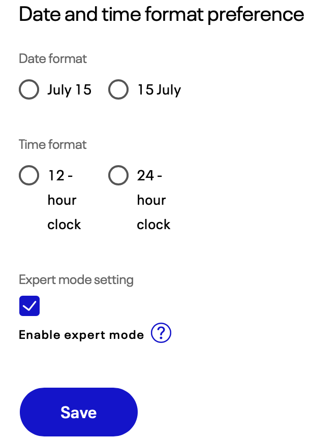 United Expert mode setting