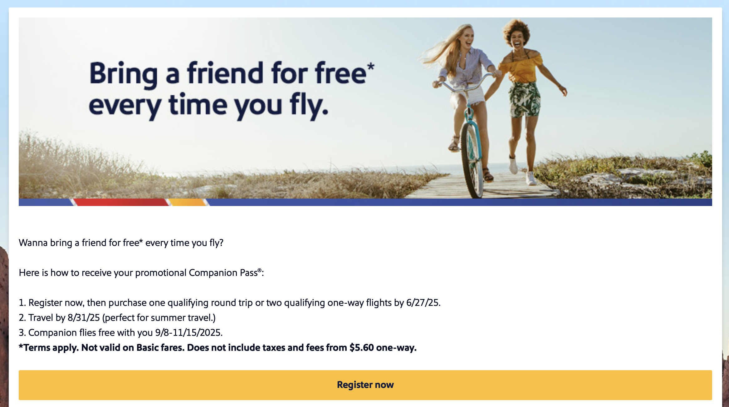 Southwest promo Companion Pass offer.