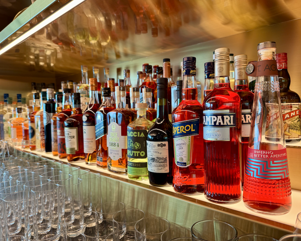 Capital One Lounge at JFK bottles of spirits.