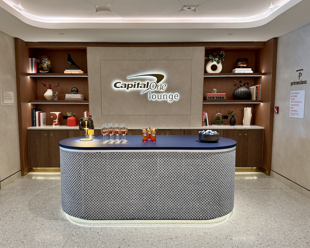 Capital One Lounge at JFK welcome desk.