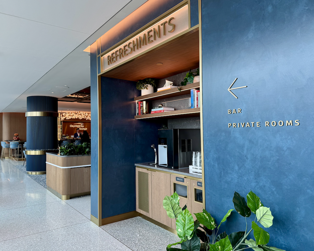 Capital One Lounge at JFK refreshment station.