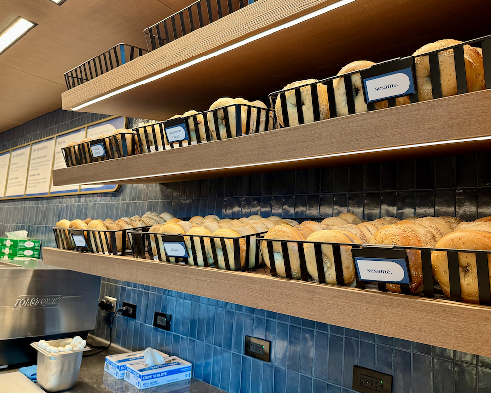Capital One Lounge at JFK bagel selection.