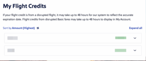 You can find your southwest flight credits in your profile.