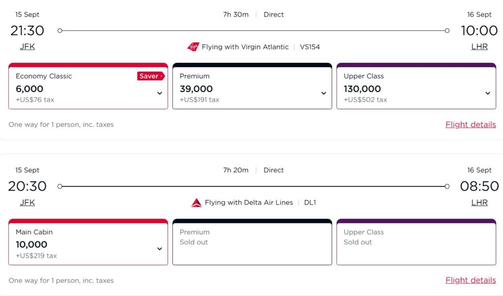 Economy to Europe – JFK to LHR on VS