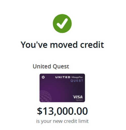 Screenshot showing how I moved credit from one personal card to another on Chase.