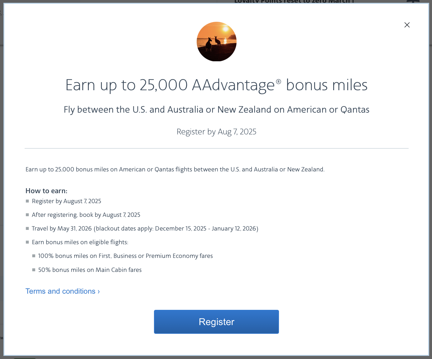 American Airlines AU/NZ promo.