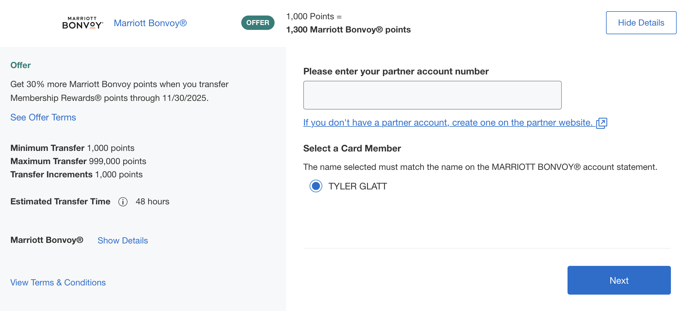 American Express to Marriott transfer bonus.