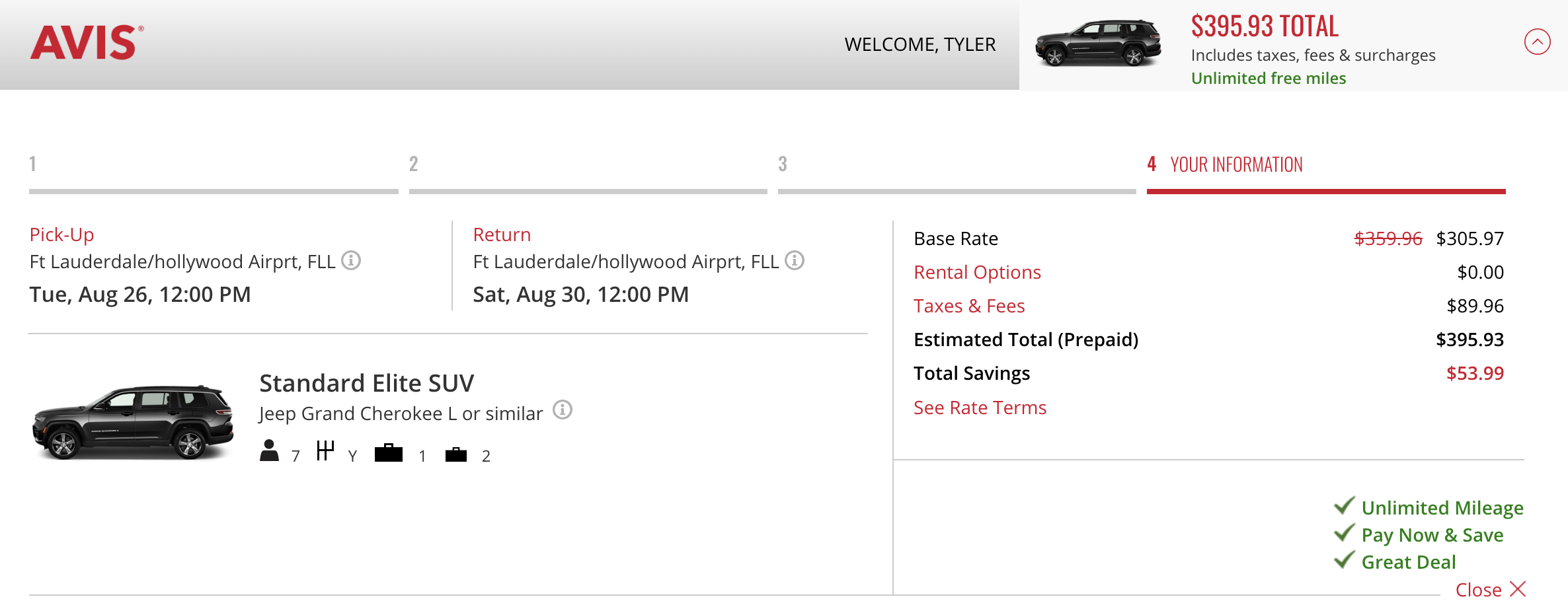 Avis reservation at FLL