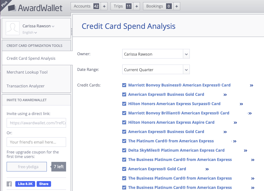 AwardWallet spend analysis