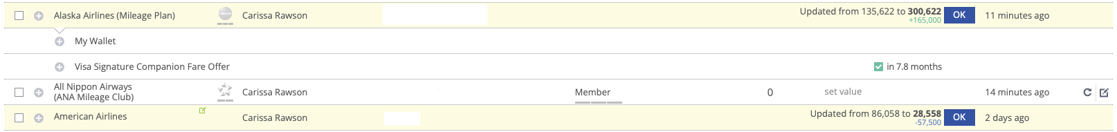 AwardWallet tracking