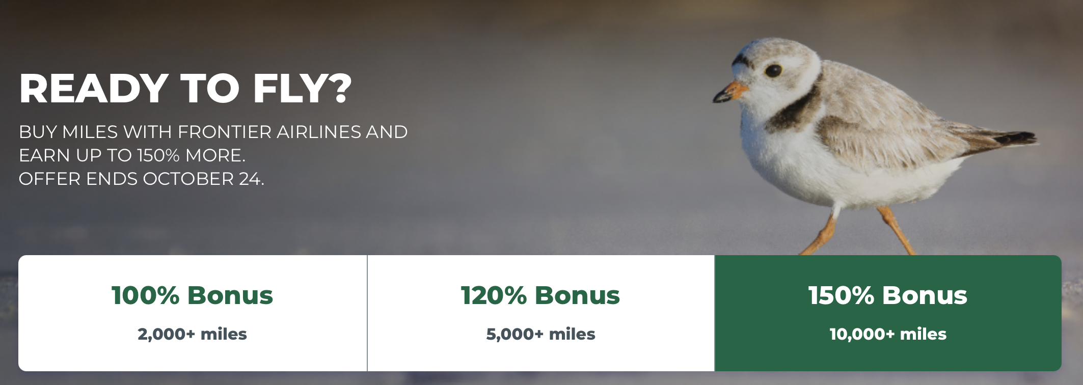 Frontier buy miles promo banner.