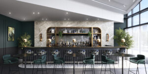 Rendering of American Express Centurion Lounge at Amsterdam Schiphol (AMS)