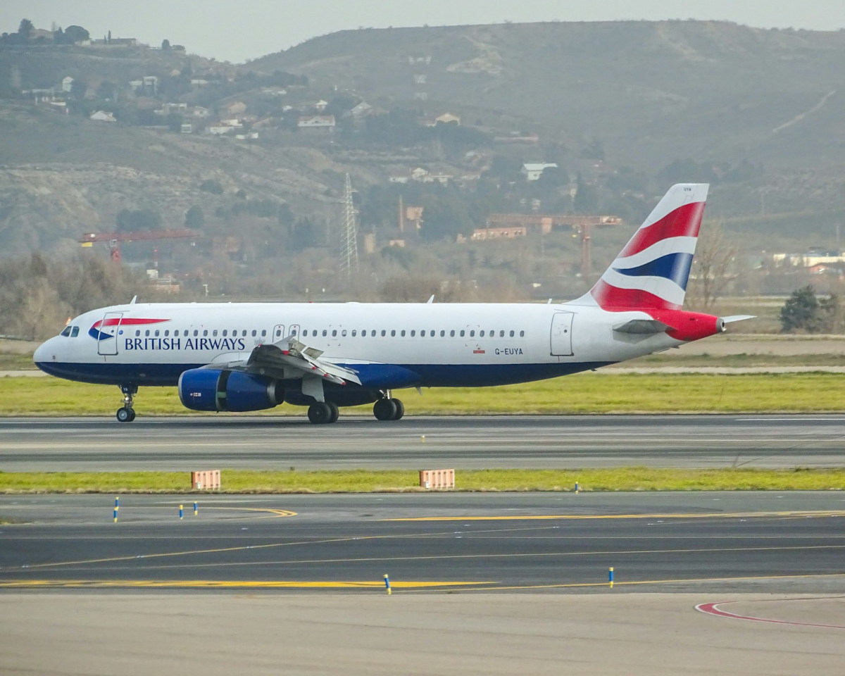 British Airways A320 aircraft on the apron at Madrid airport