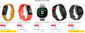 Screenshot of Amazon landing page of FitBit deals for Prime Deal Days