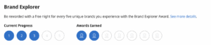 Screenshot of Hyatt's website showing my Brand Explorer progress