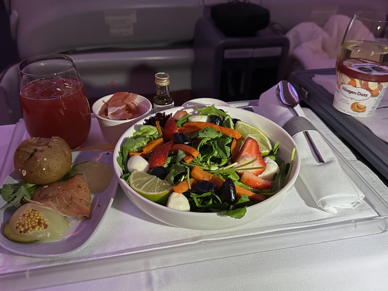 A meal in LATAM business class