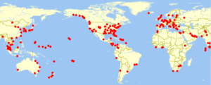 Map of airports visited by JT Genter across eight years