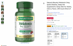Natures Bounty melatonin discounted for Amazon Prime Deal Days