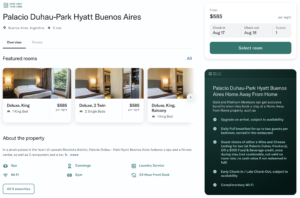 Screenshot from Bilt's website showing perks for the Palacio Duhau Park Hyatt in Buenos Aires