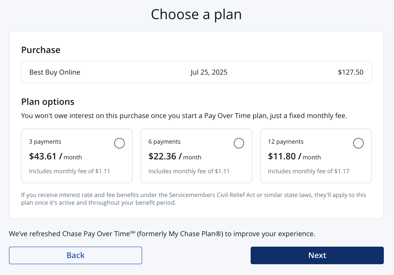 Pay Over Time Options