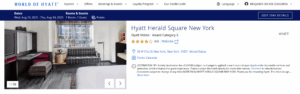 Screenshot of World of Hyatt's website showing where to find the Points Calendar feature