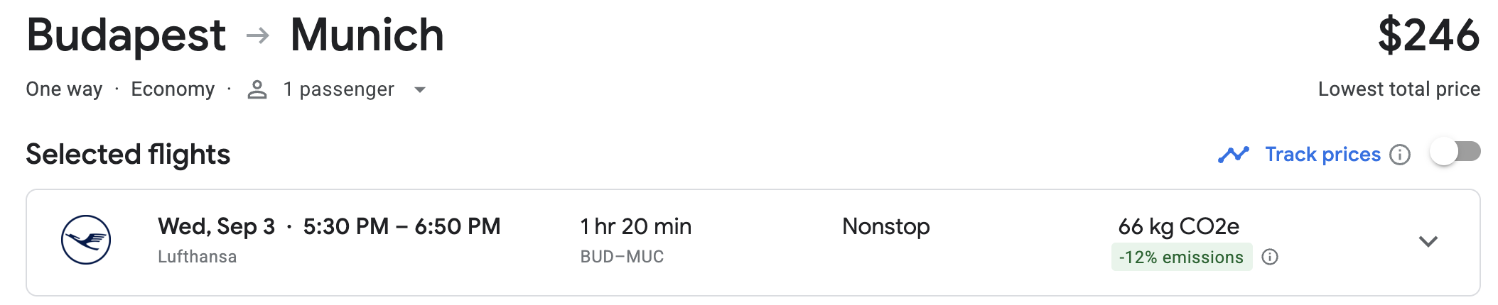 cash cost of this Budapest-Munich flight being discussed