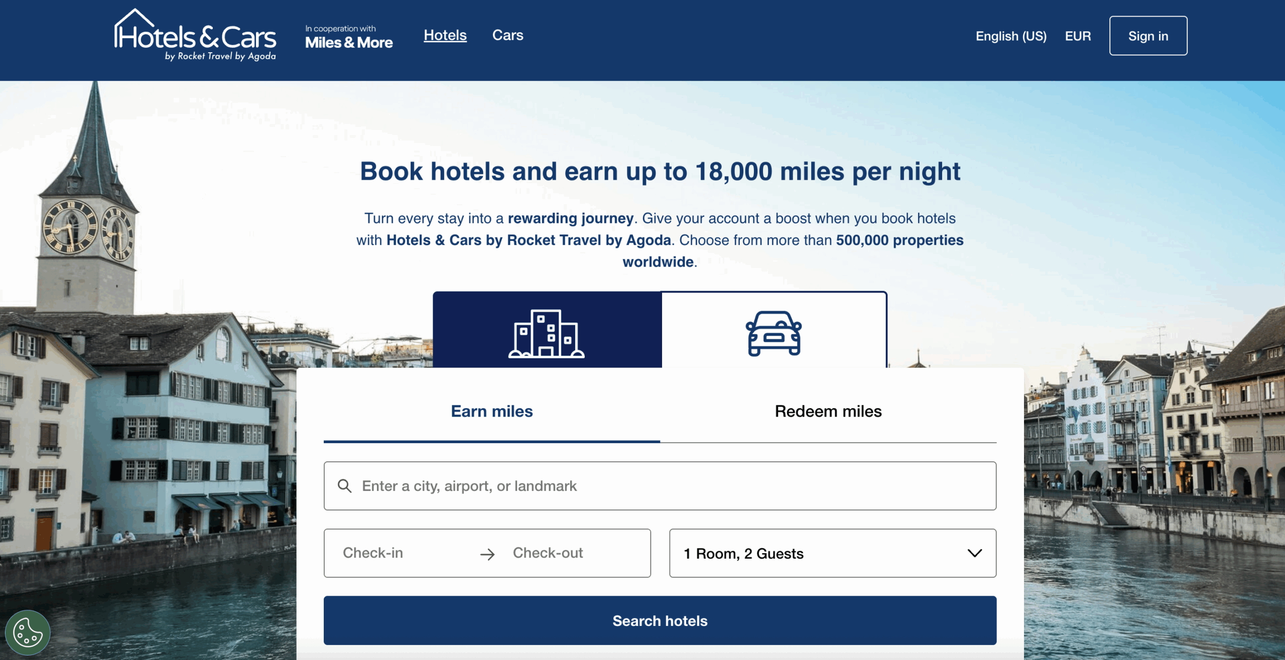 Hotels & Cars Booking Page