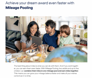 screenshot of Lufthansa Miles & More family pooling page