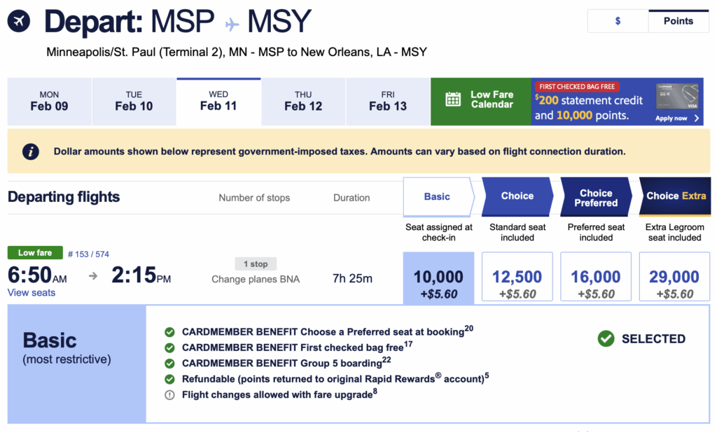 Southwest credit card benefits.
