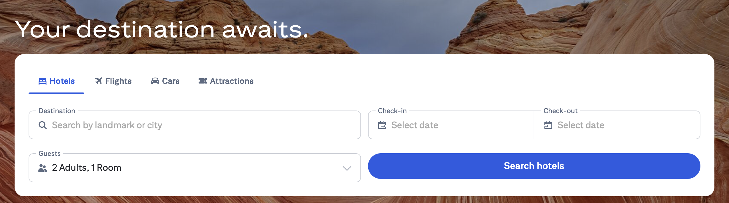 A screenshot of the Citi Travel homepage