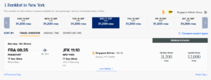 Singapore Airlines Spontaneous Escapes discounted pricing from Frankfurt to New York