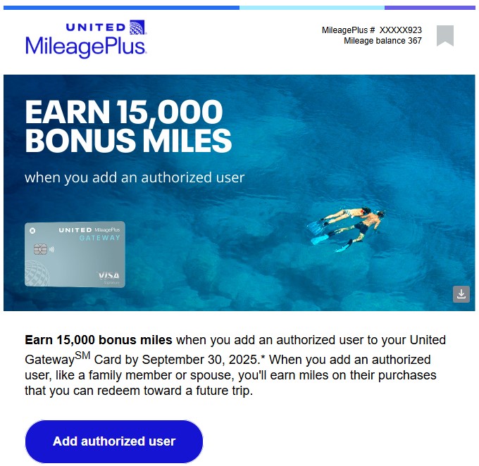 United Card 15,000 Miles for New User