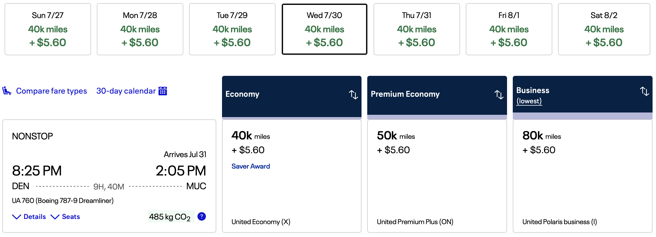 United awards from DEN to MUC.