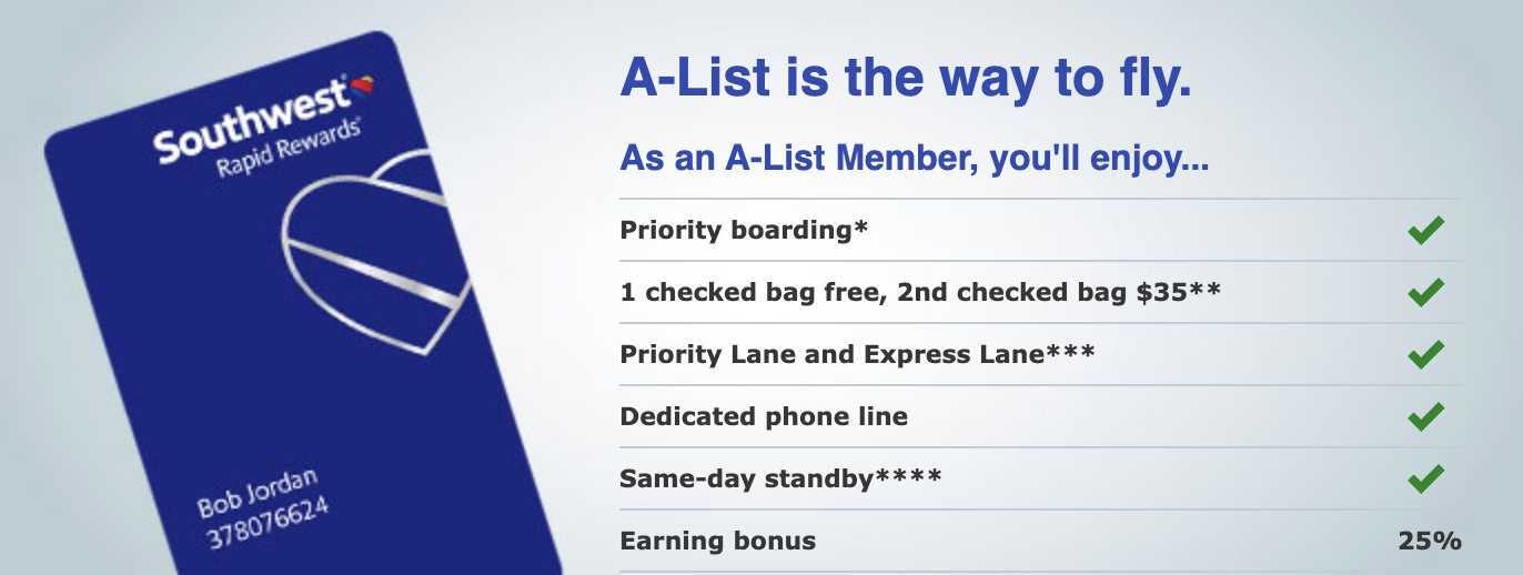 Southwest Airlines status match benefits.