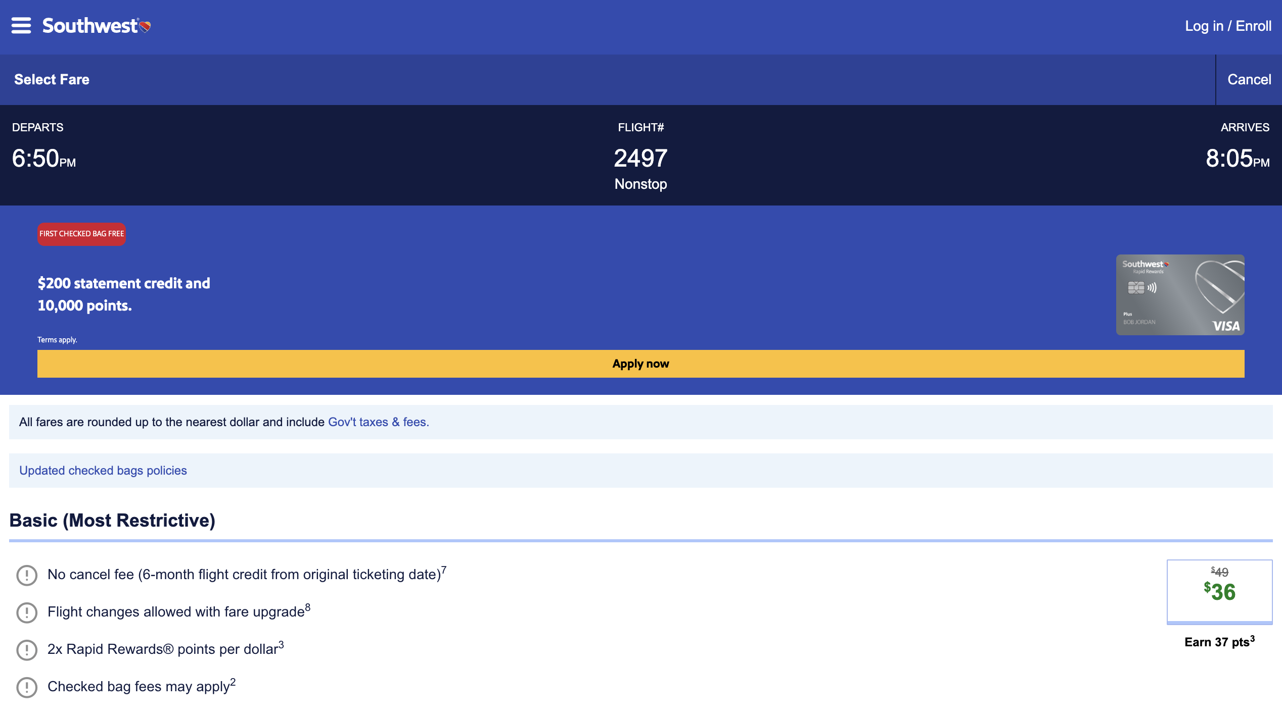 Discounted Southwest Airlines fares.