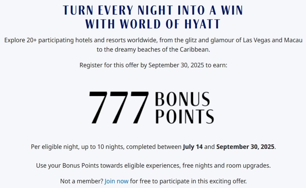 World of Hyatt 7,770 Points at Casinos 2025 Promotion