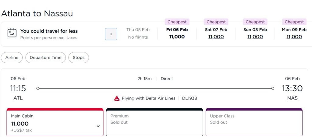 ATL to NAS availability on Virgin Atlantic