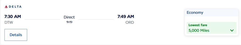 Detroit to Chicago for 5,000 miles. Credit: Air France